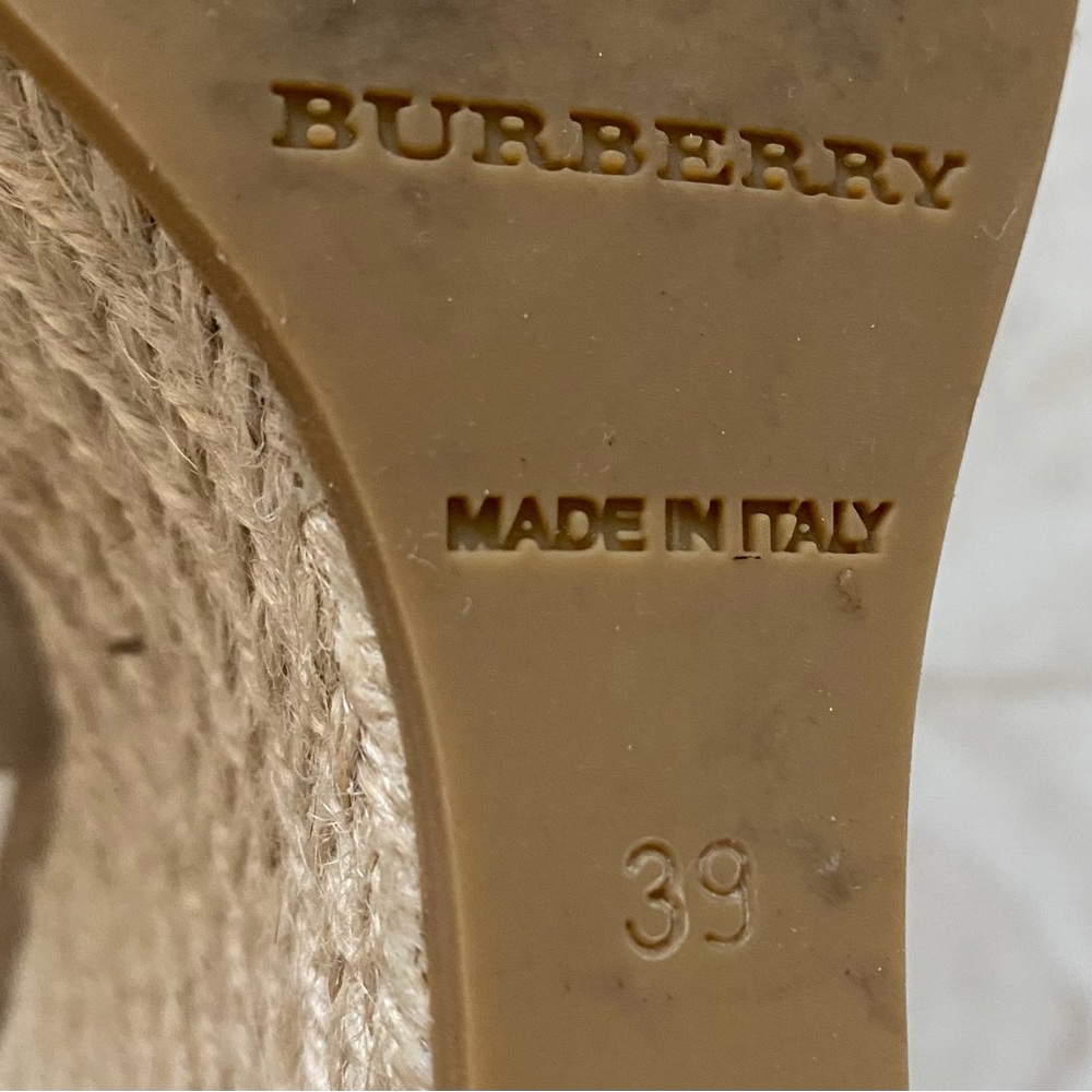 Burberry Made in Italy Satin Rosegold Leather Bow Espadrilles Sandals sz 9/39 - Picture 13 of 14